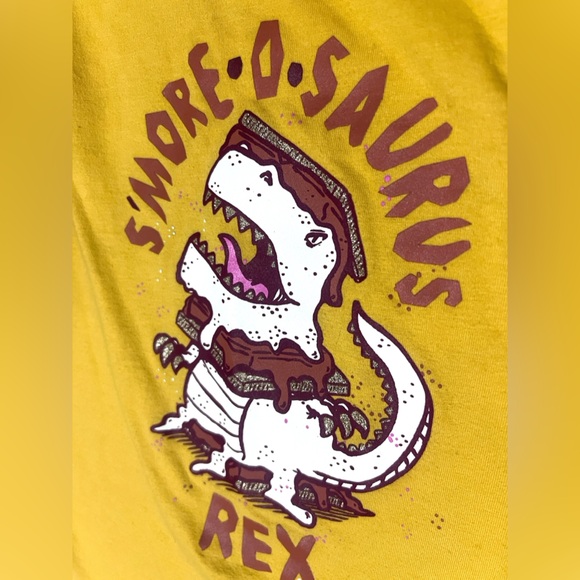 Kids Long Sleeve Tee Smore-a-saurus Dinosaur Sparkly Graphic Tee - Picture 2 of 4